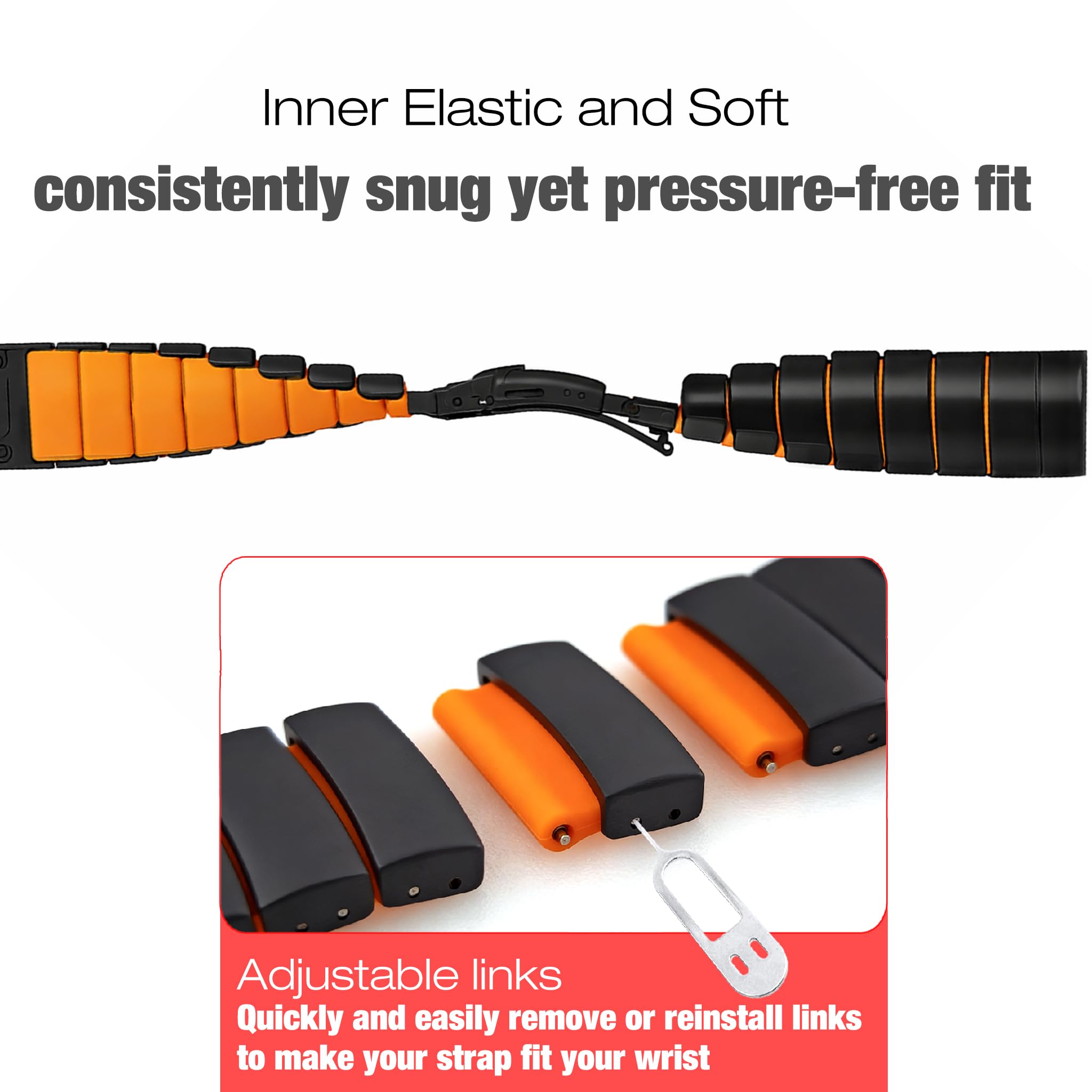 YOOSIDE Bracelet de montre léger en silicone titane 22 mm pour Garmin Fenix 8/epix Pro 47 mm, bracelet double couche avec fermoir à rabat pour Approach S70 47 mm/Fenix 7/6/5