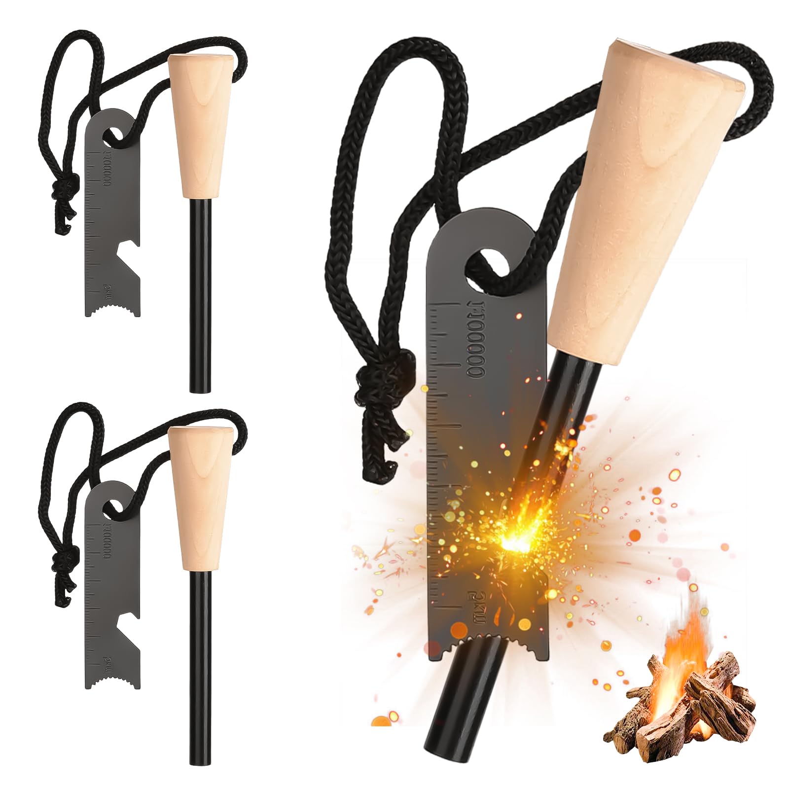 Vuursteen voor vuurstaal, overlevingsaansteker, outdoor, camping, vuur voor trektocht, bushcraft, open haard, grill
