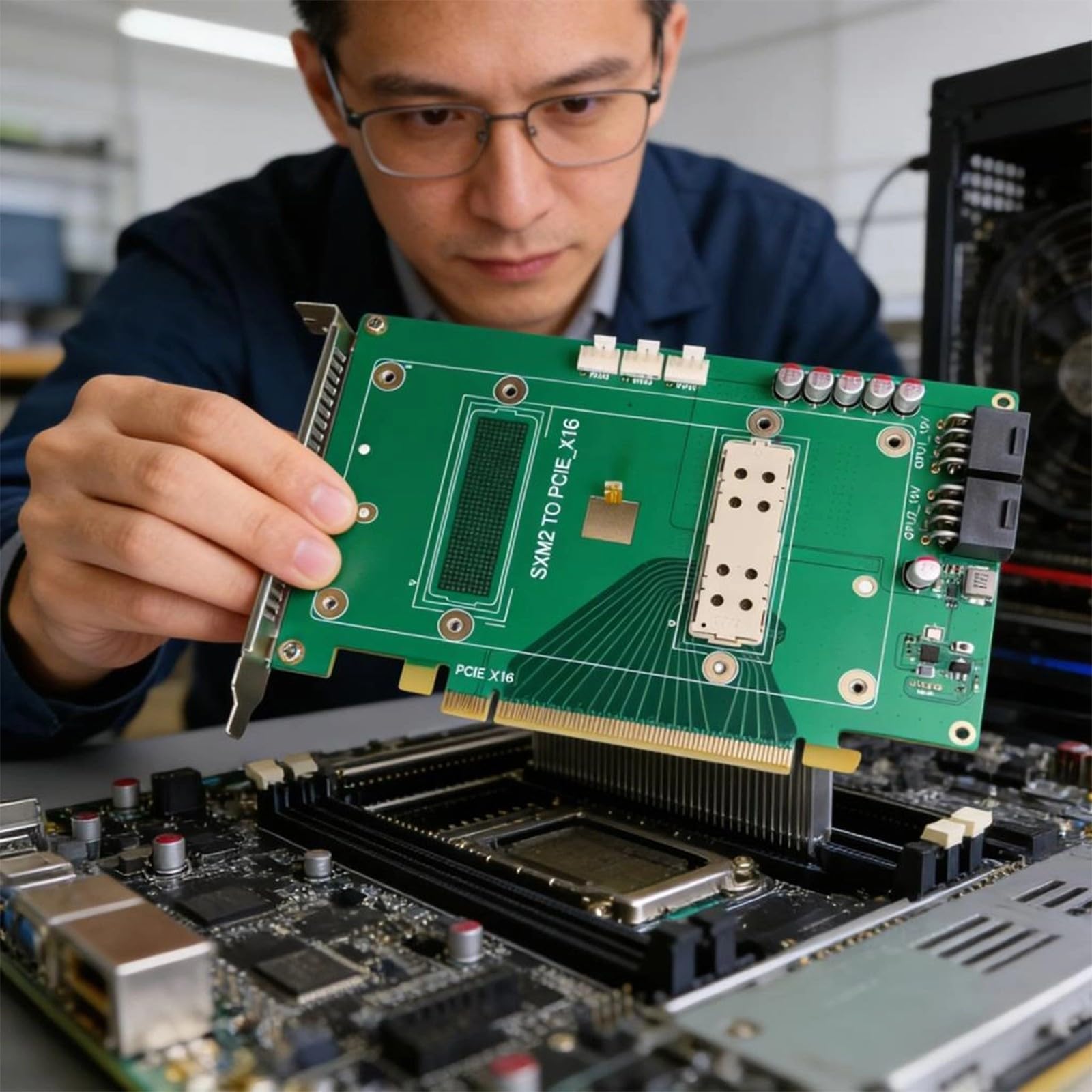 Duty Scheda grafica GPU Adattatore SXM2 a PCIe X16 Rilevamento della temperatura di espansione per P100 V100 Accessori Espansione GPU per