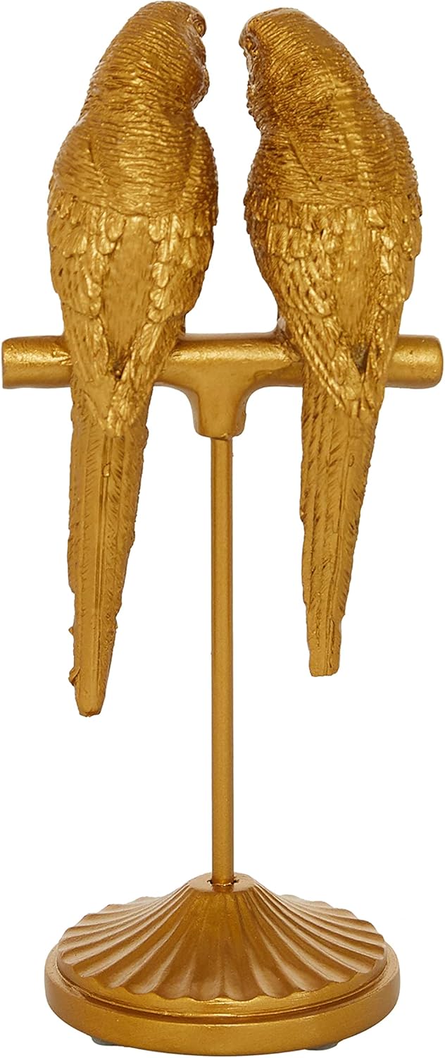 Gold Resin Parrot Statue for Tabletop Decor