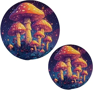 Blueangle 2 Pack Magic Mushrooms Trivets for Hot Dishes - Heat-Resistant Pot Holders, Braided Hot Pads & Coasters - Durable Table Mats for Cooking, Baking, Countertop （834）