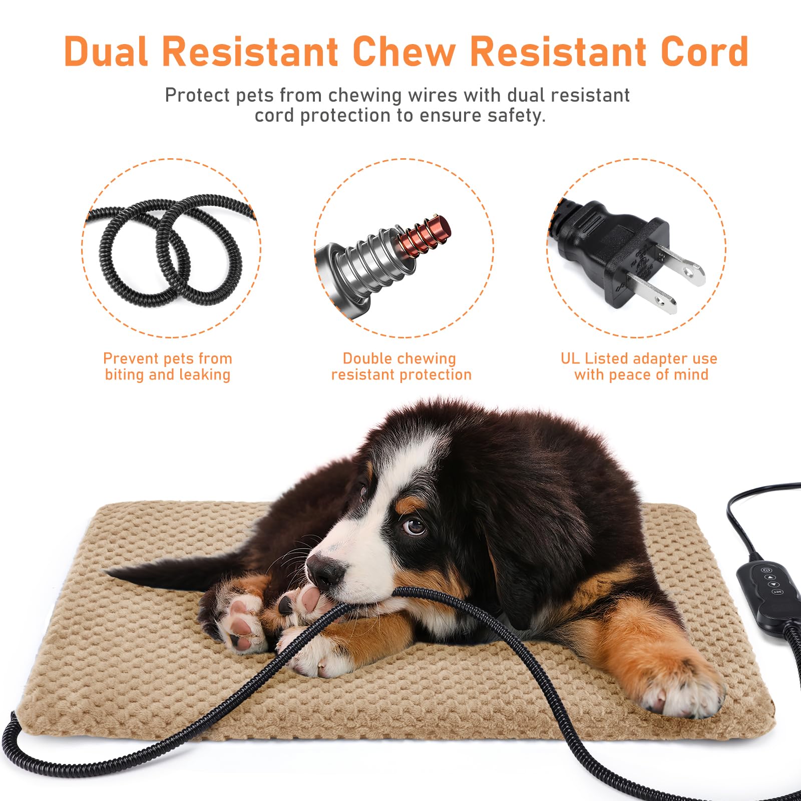 INVENHO Cama térmica para perros, almohadilla térmica impermeable de temperatura ajustable para perros y gatos con temporizador, almohadilla de calefacción para mascotas para gatos, perros
