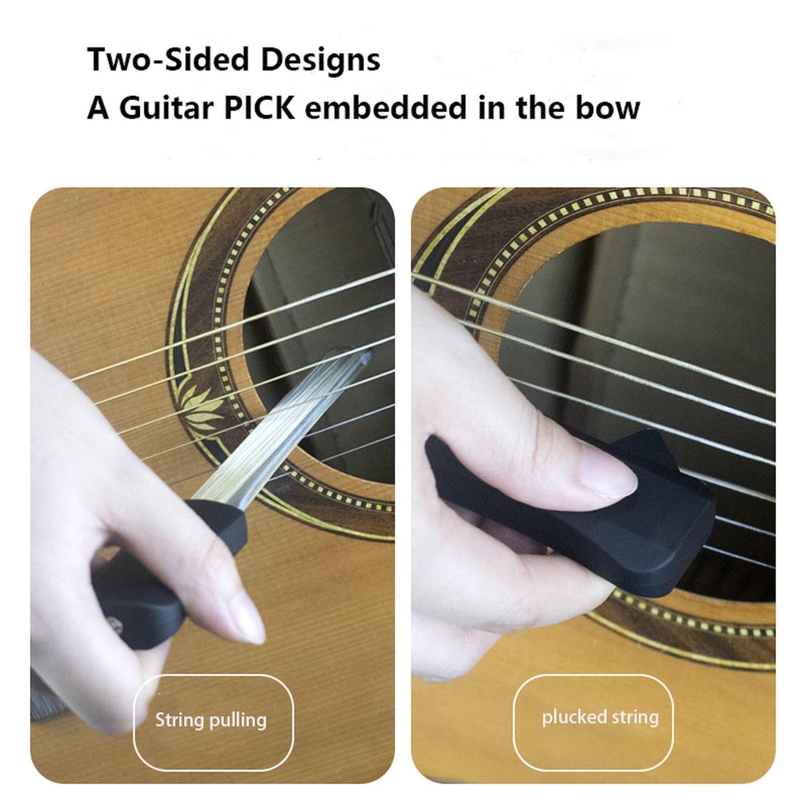 Guitar Playing Aids-Hovevags Guitar Bow, intégré, bâton de guitare double face | Instrument à chaîne effondrée polyvalent avec poignée confortable, support de jouabilité avancé pour les musiciens,
