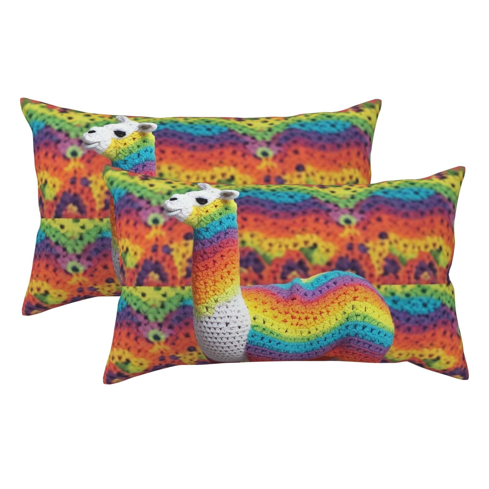 2 Pack King Size Pillow Cases for Hair and Skin Soft Breathable Pillow Case Covers with Hidden Zipper Rainbow Camel Pattern Pillowcase 20x36 Inches Pillow Covers for Sleeping Gift