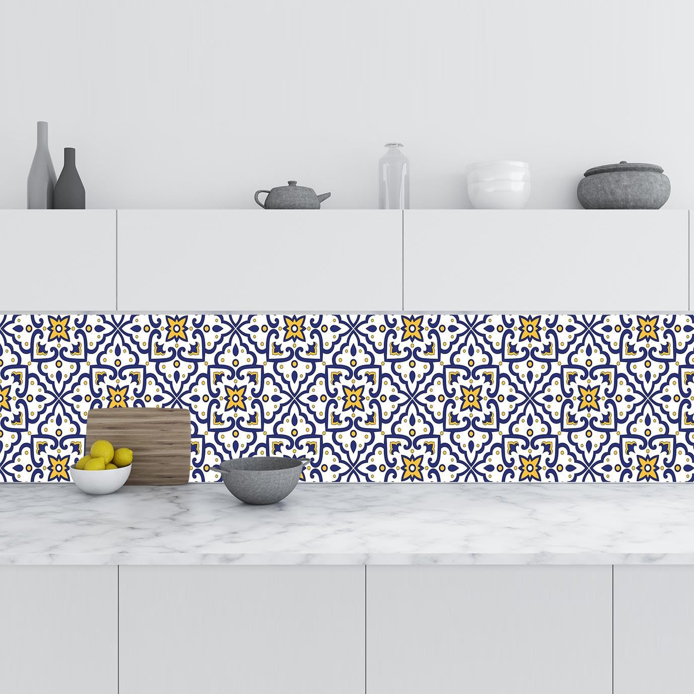 Mutfak Tezgah Arası Folyo Fayans Kaplama Folyosu İtalyan Çini Motif 60x500 CM