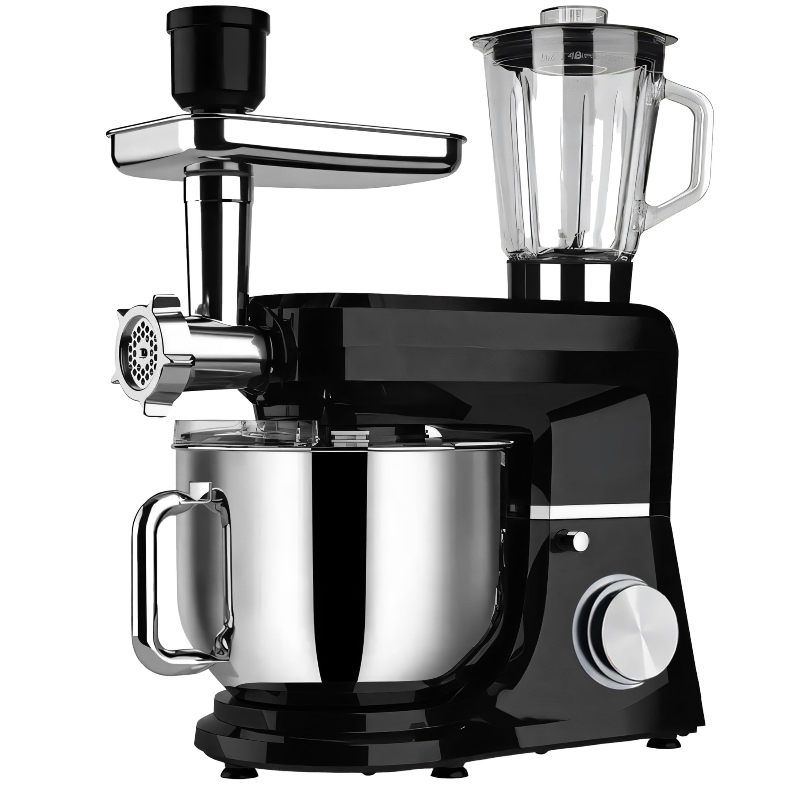 Retoo Robot kuchenny 3 w 1 z miską ze stali nierdzewnej 6 l 1500 W, 6 stopni, mieszadło planetarne, maszynka do mięsa, trzepaczka, hak do mieszania i ugniatania, ochrona przed rozpryskiwaniem, maszyna