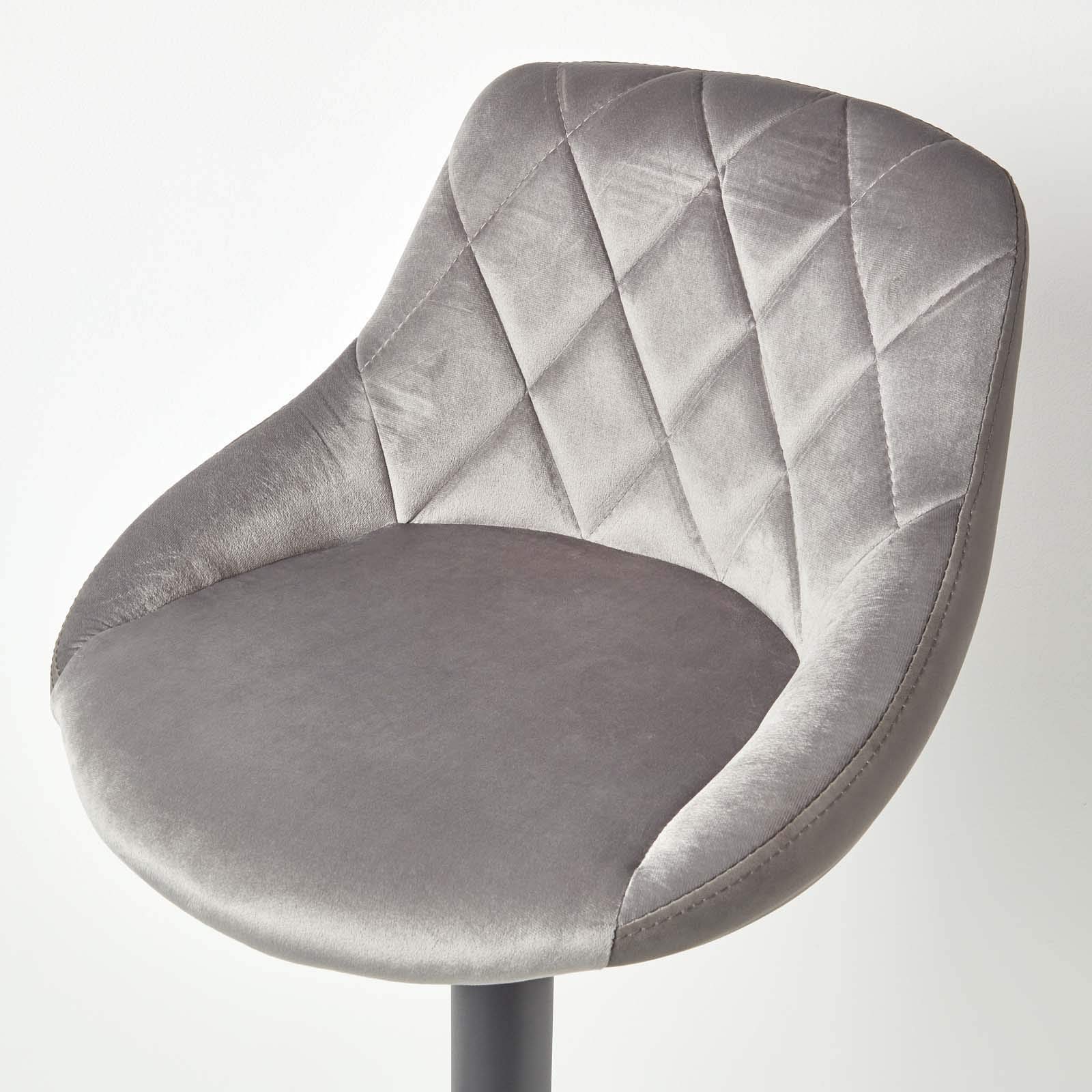 Barstools Seat 6081cm Tall HOMESCAPES ‘Henley’ Grey Velvet and Faux