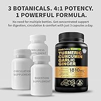 Vista 12 de Curcumina de cúrcuma 4 en 1 con bioperina 2360 mg (120 ct) 95% de curcuminoides, raíz de jengibre, píldoras de ajo, pimienta negra Anti