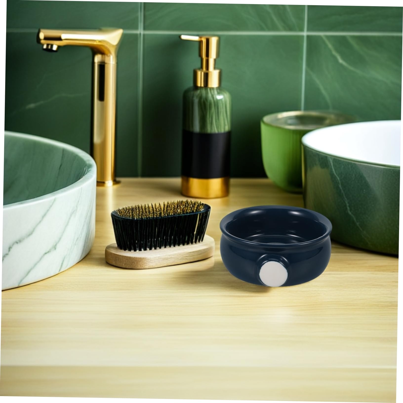 FOMIYES Ciotola da Barba in Ceramica Texture Spirale, Uomo | Uso Casa e Viaggio, Formato Portatile, Stile Elegante, per Sapone e Schiuma da Barba