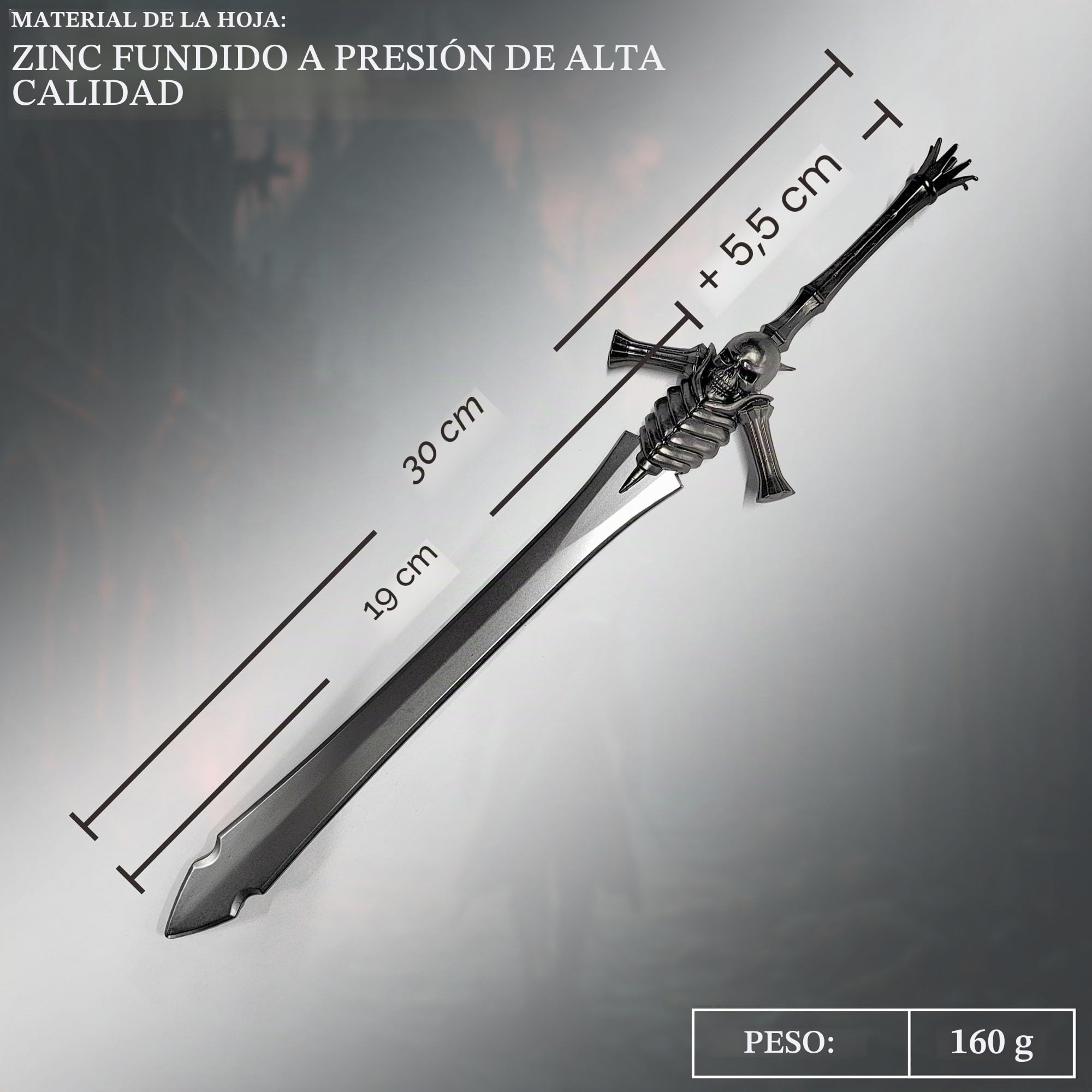 Devil May Cry Dante Espada "Rebelión" Abrecartas XL 30 cm | Réplica de metal de DMC en fundición a presión de zinc | Legado de Sparda Artículo de decoración para juegos | Artículo de colección y