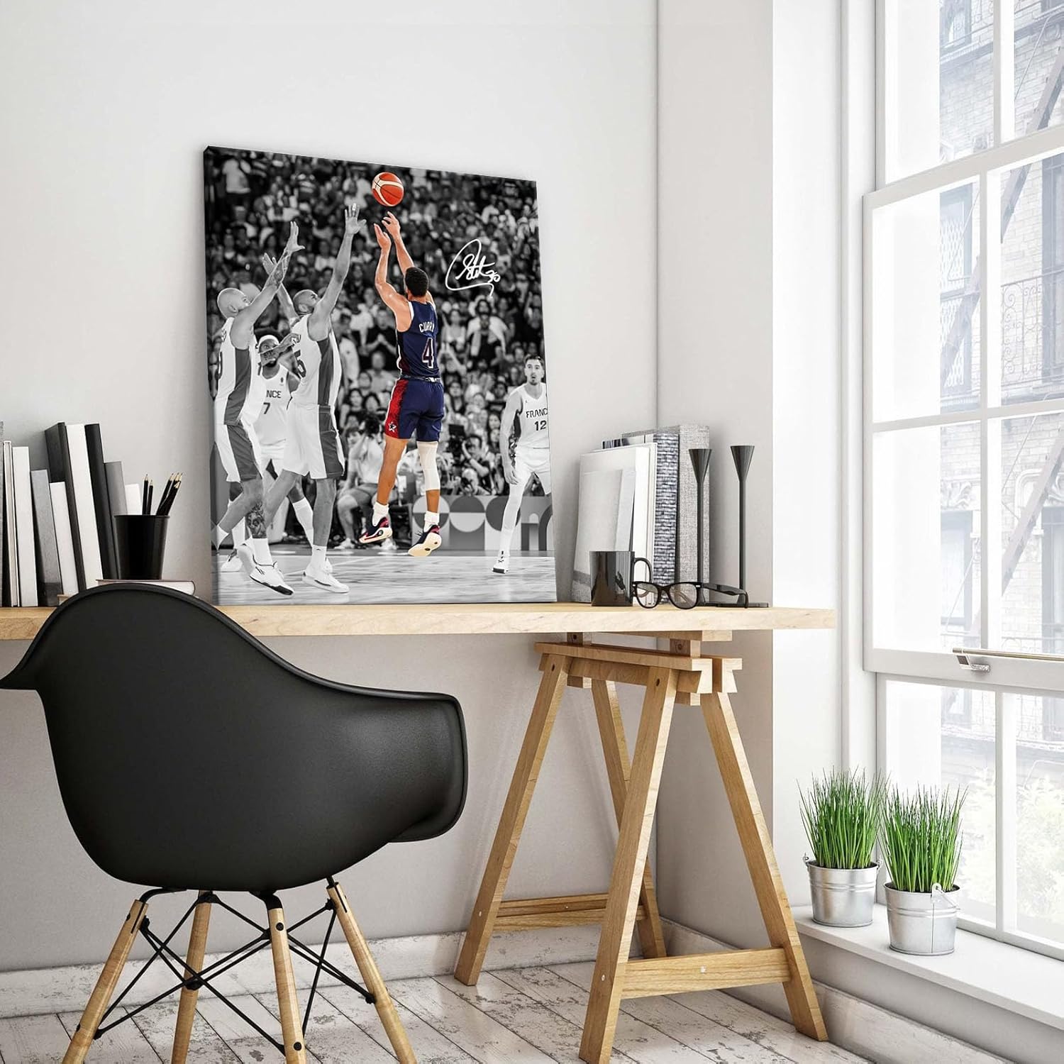 NBA Canvas Wall Art Decor - Stephen Curry Iconic Three-Point Shot Team USA Olympic Game Scene, Basketball Wall Poster for Sports Fans, Home, Bedroom or Game Room Decor 8X10 - Image 5