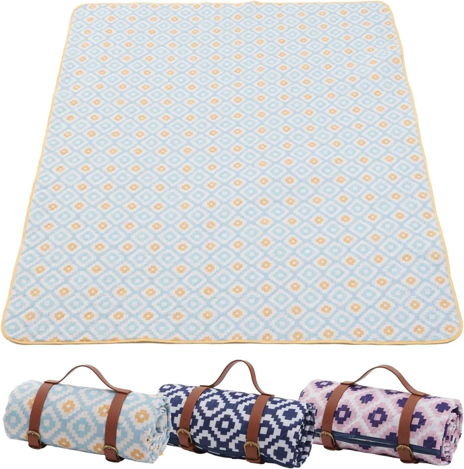Grande coperta da picnic con tracolla, impermeabile, anti-sabbia, spiaggia, cuscino singolo, portatile, for parco, viaggio, escursionismo(Sky Blue)
