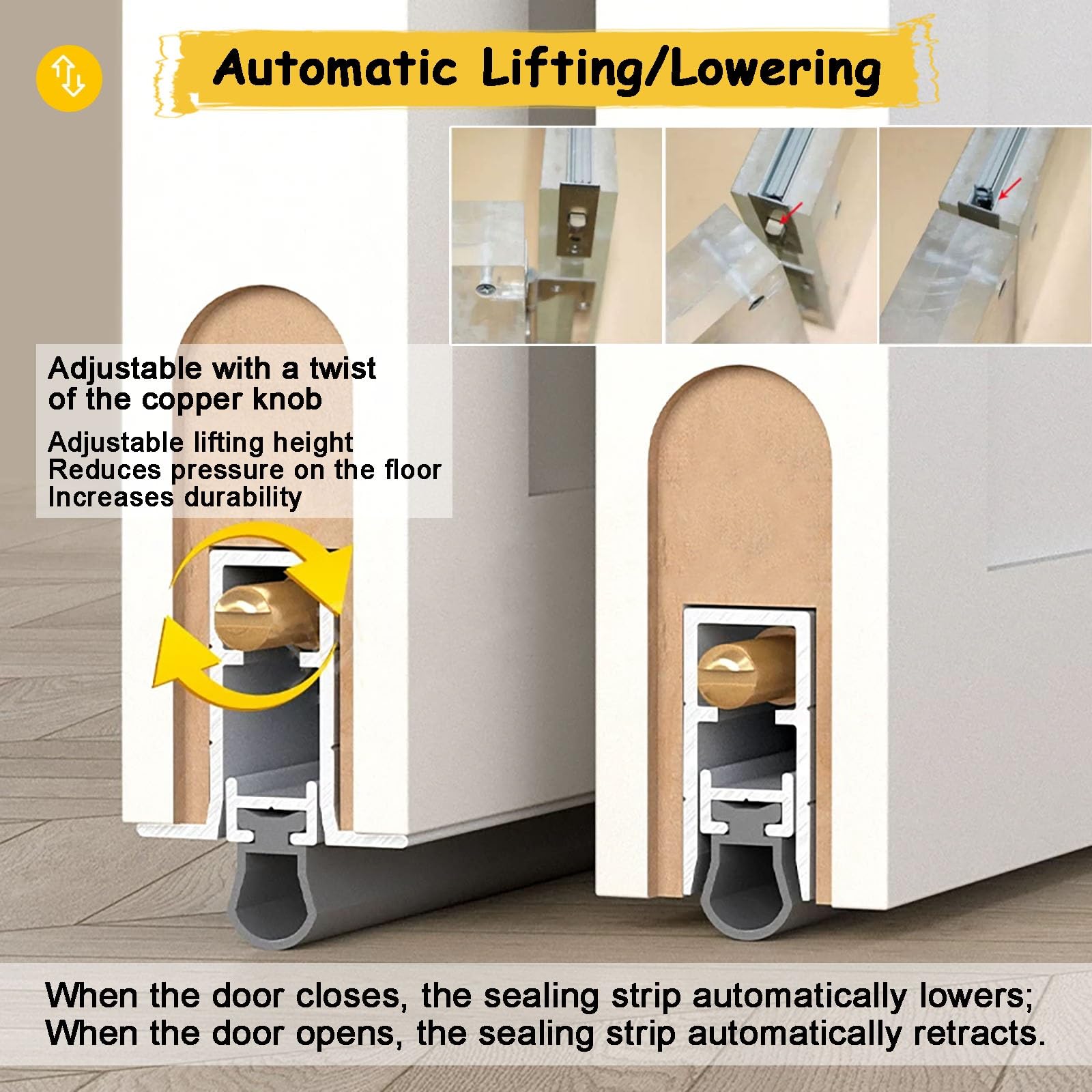 30-150 Cm Guarnizione Porta Con Paraspifferi Automatico Regolabile
