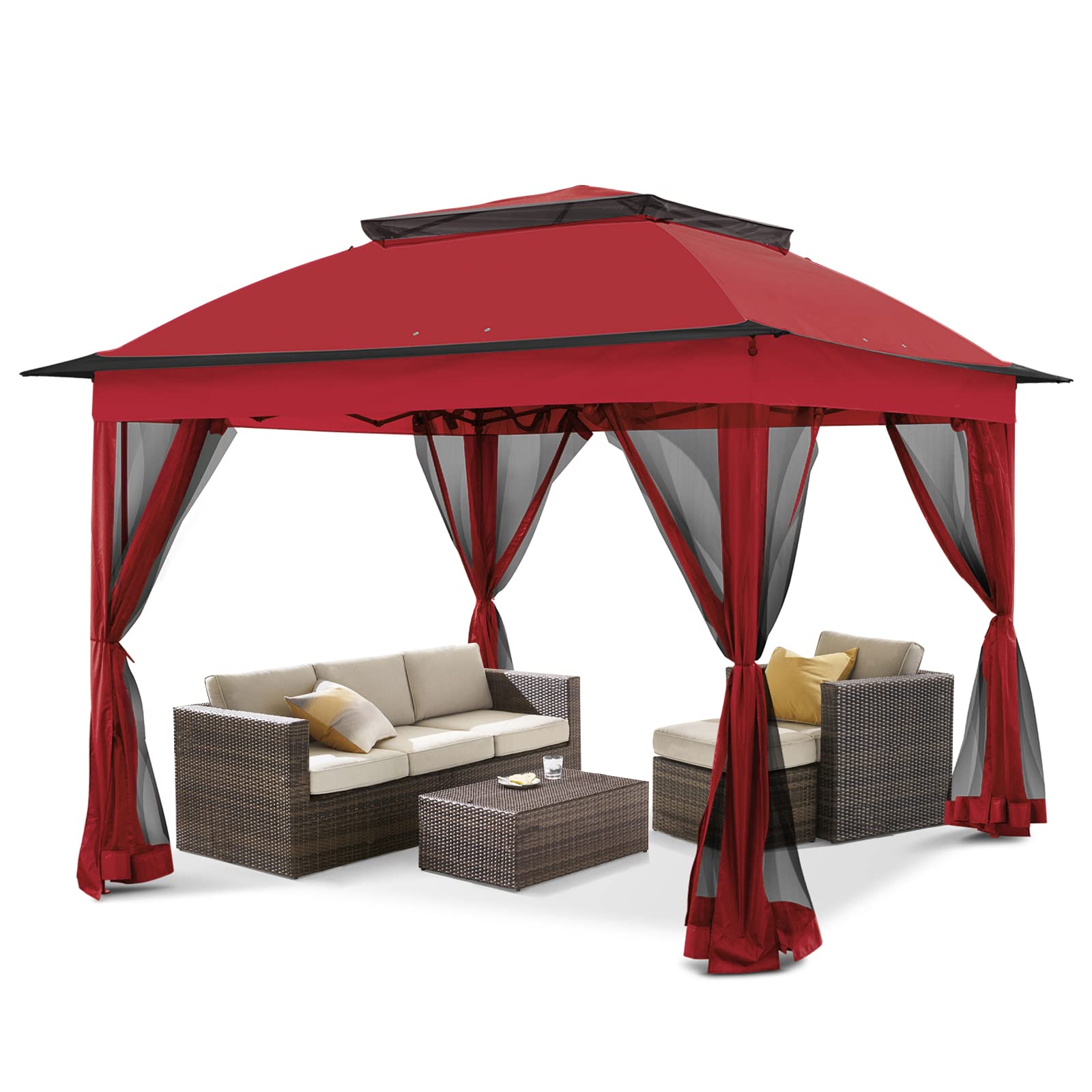 Photo 1 of Pop-Up Instant Gazebo Tent with Mosquito Netting by COOS BAY (Red)