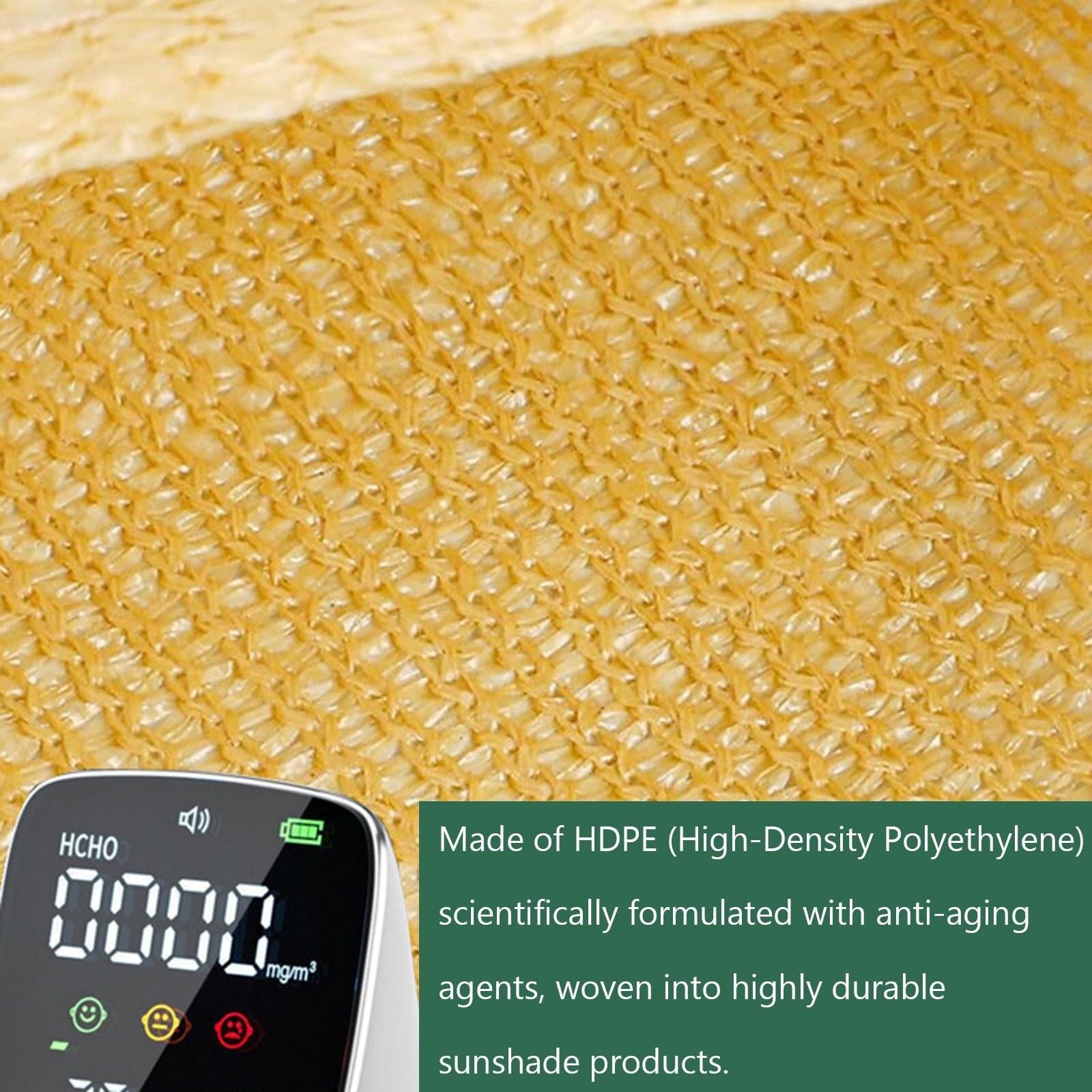 Siatka cieniująca 1 szt., siatka cieniująca z siatki cieniującej | Antystarzeniowy HDPE 160g/m², blokuje 95% UV, wzmocnione krawędzie, nierdzewne pierścienie, łatwy montaż (beżowy, 360x490cm)