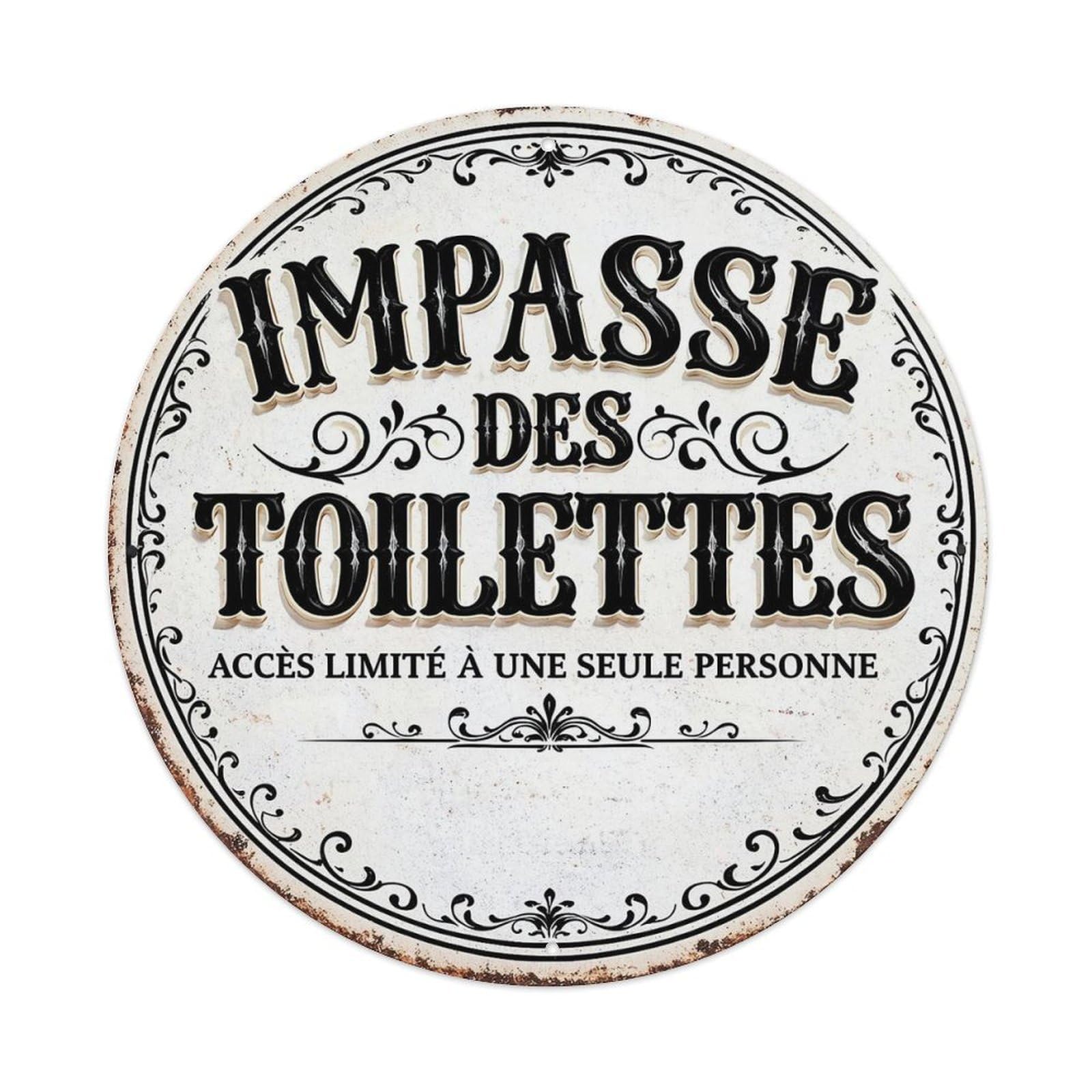 Impasse Of The Toilets Sign Round Tin Sign Vintage Metal Sign Home Bar Garden Indoor & Outdoor Wall Decor Retro Metal Poster 8x8 Inch