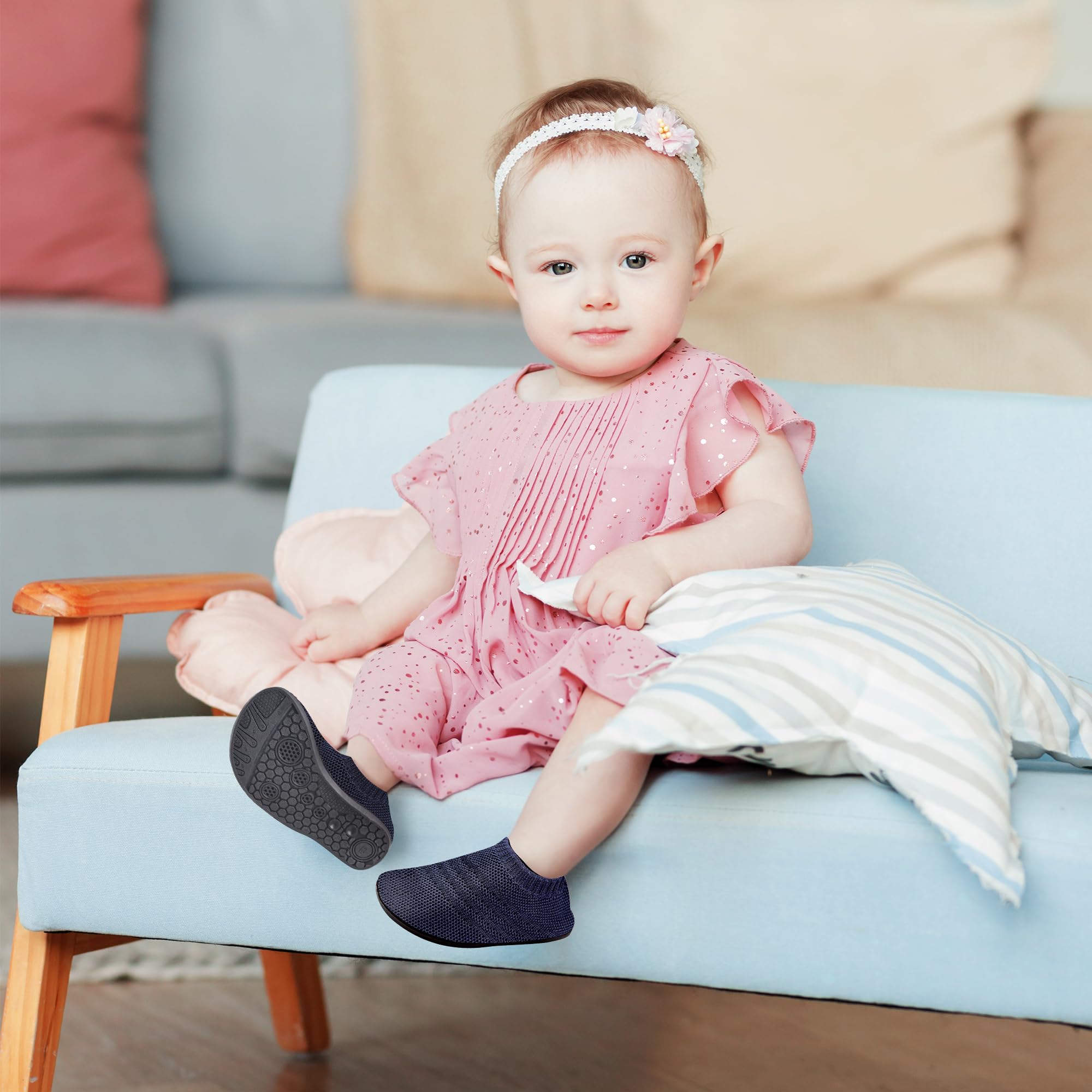 Sosenfer Hausschuhe Kinder Junge und Mädchen, Barfuß Kinderhausschuhe, Rutschfeste & Atmungsaktiv Unisex turnschläppchen - 4