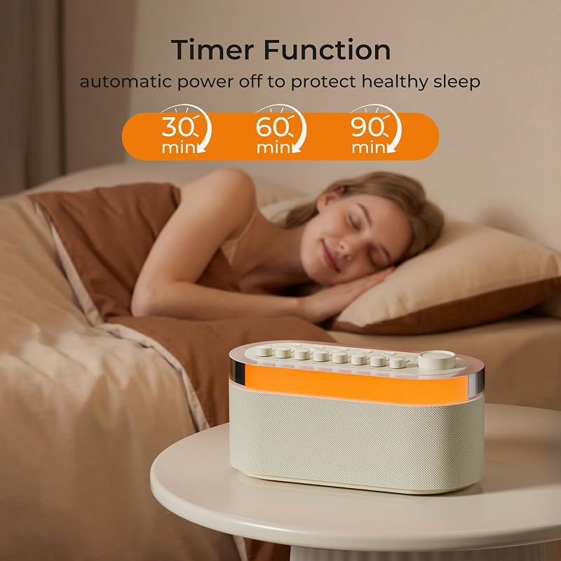 Asxill 3-in-1 Bluetooth Speaker White Noise Machine – Compact housing for bedroom or travel