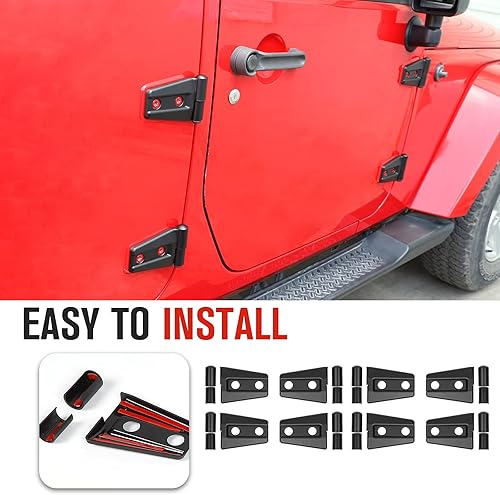 Miniatura 5 de 8 cubiertas protectoras de bisagra de puerta para Jeep Wrangler JK JKU 2007-2018 de 4 puertas (negro mate)