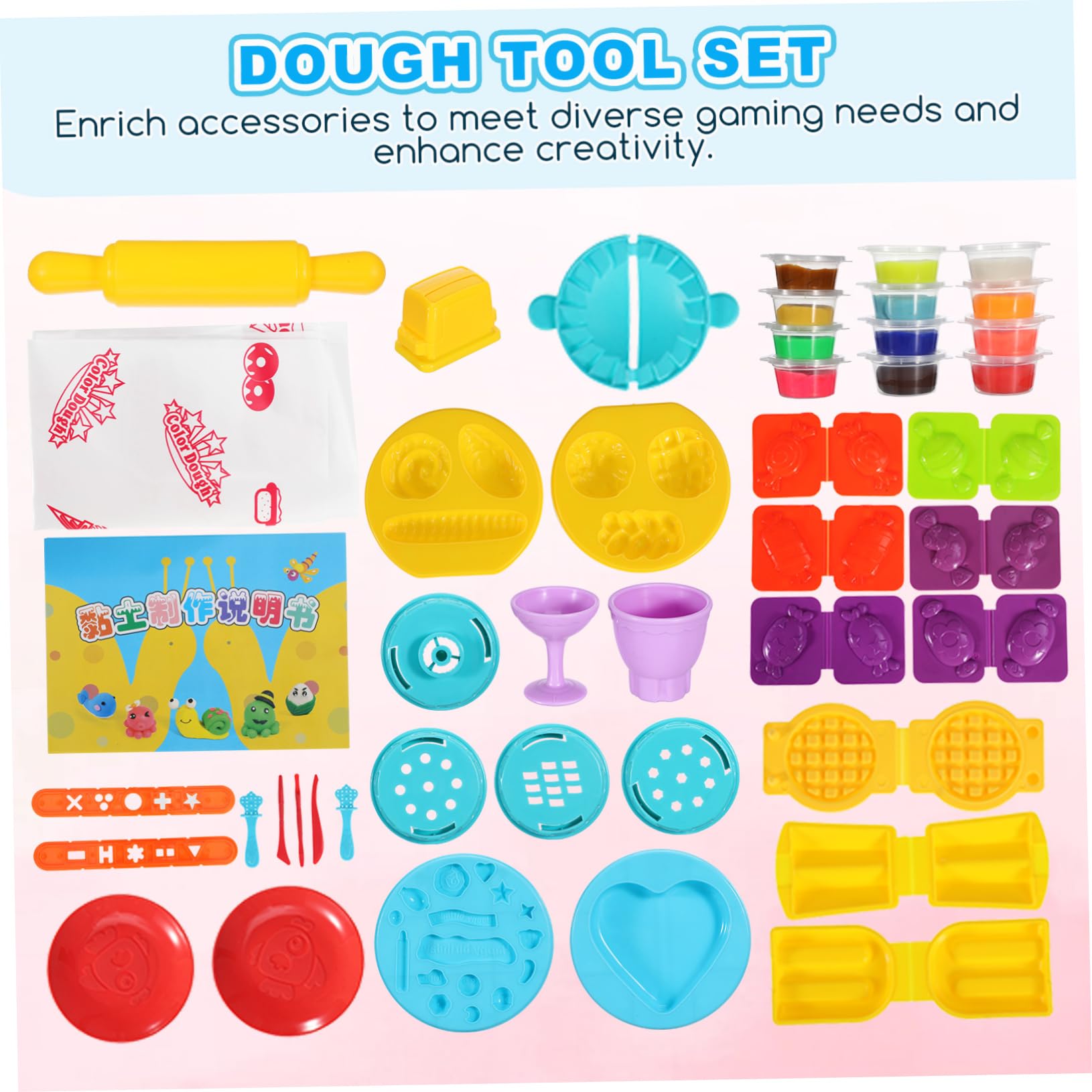 Kisangel Set di Accessori per Pasta Modellabile Gelatiera, Macchina per Spaghetti e Hamburger, Materiale Abs, 51 Pezzi, Gioco da Cucina per Bambini e Ragazzi, per Giochi di Compleanno