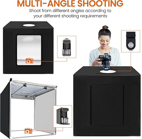 Miniatura 6 de HitTopss Caja de luz de estudio fotográfico de 32 x 32 x 32 pulgadas caja de estudio plegable portátil con 6 telones de fondo kit de iluminación de