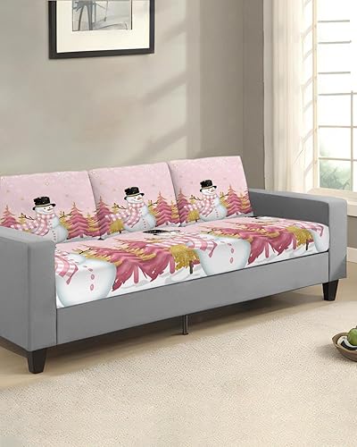 Miniatura 2 de Fundas de cojín para sofá con diseño de muñeco de nieve de Navidad, funda elástica para sofá con parte inferior elástica, fundas de sofá con diseño