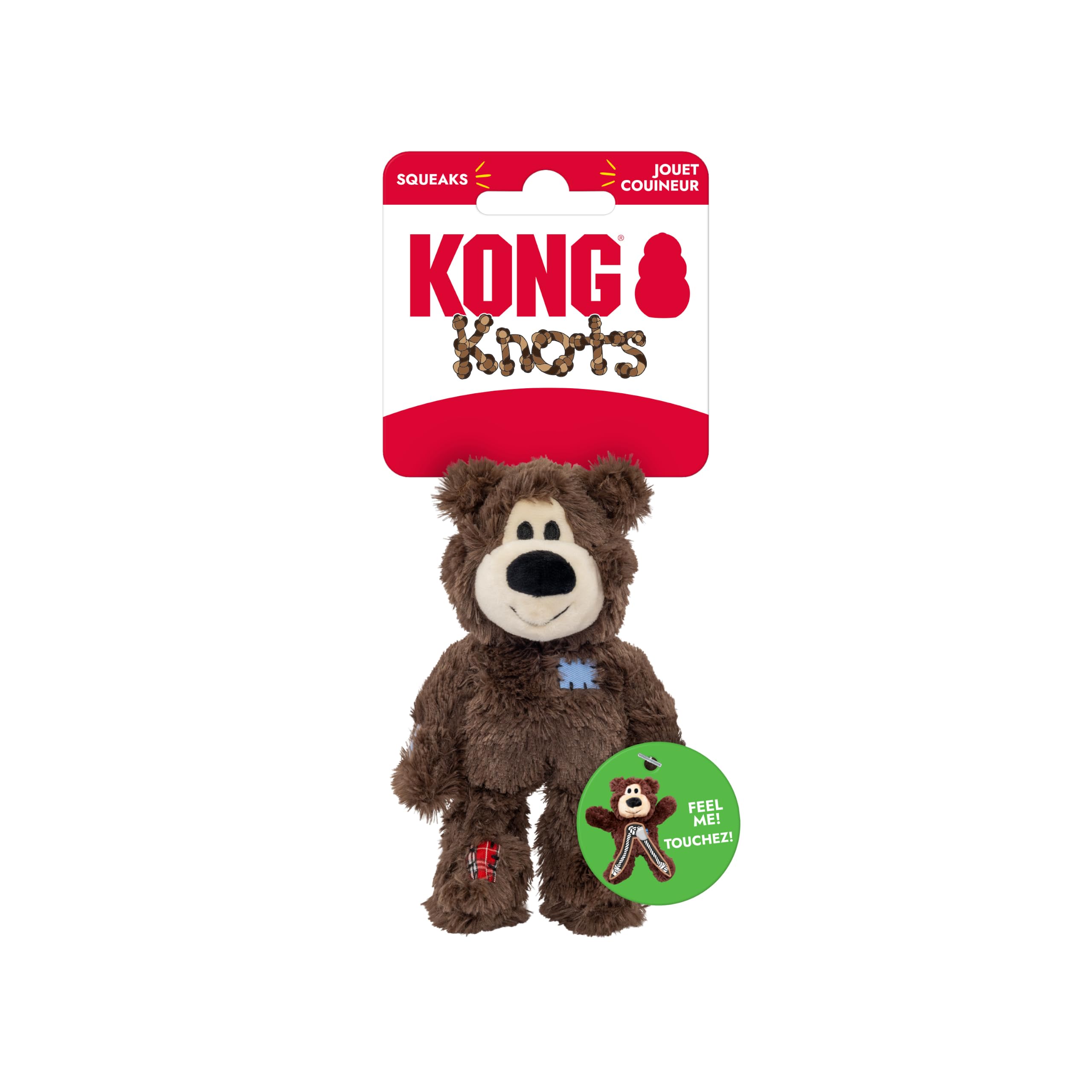 KONG Wild Knots Bear – wewnętrzne wiązane linki i minimalne wypełnienie dla mniejszego bałaganu (różne kolory) – dla bardzo małych psów