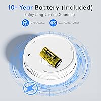 Vista 3 de Paquete de 1 detector de humo Detector de monóxido de carbono Combo batería de 10 años, pantalla LCD y alertas visuales, alarma de humo y CO