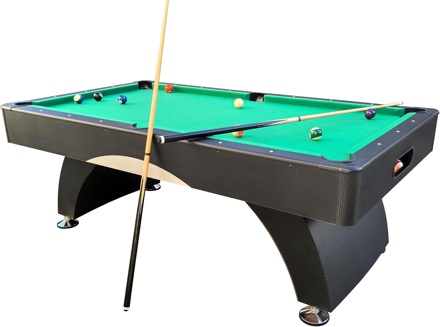 Billiard Table, 7 FT Pool Table with with Balls, Cues, Chalk, Brush and Triangle, Pool Table Set for Family Game Room, Adult Rrec Room, Basements, Man cave or Garage