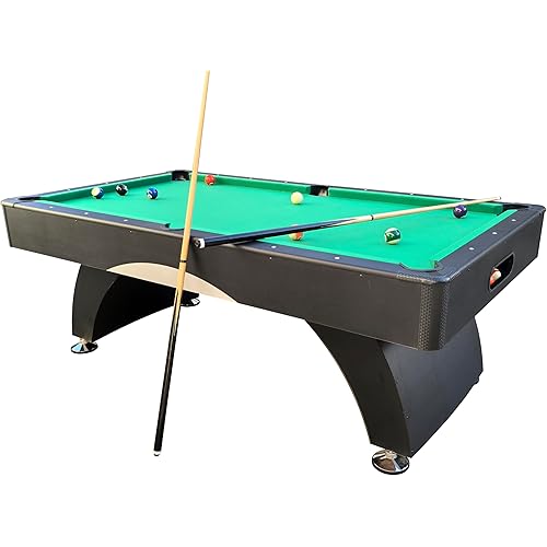 Billiard Table, 7 FT Pool Table with with Balls, Cues, Chalk, Brush and Triangle, Pool Table Set for Family Game Room, Adult Rrec Room, Basements, Man cave or Garage