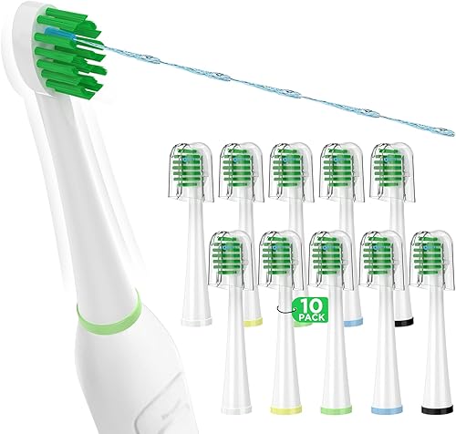 Miniatura 9 de Cabezales de repuesto para cepillo de dientes Waterpik Sonic Fusion (SF-01  SF-02  SF-03  SF-04), compactos, con tapas, 8 unidades, color blanco