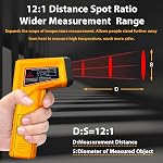 FKM Infrared Thermometer Gun Non-Contact Laser Temperature Gun,-58°F~986°F | (-50°C~530°C) AdjustableEmissivity,Digital Thermometer Gun for Cooking,Oven,Griddle,Automotive,HVAC,Industrial,Not for Human