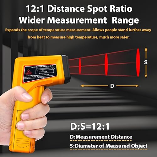 Miniatura 7 de FKM Pistola de termómetro infrarrojo sin contacto, pistola de temperatura láser sin contacto, -58 F  986 F (-58.0 F  986.0 F) Emisividad ajustable,