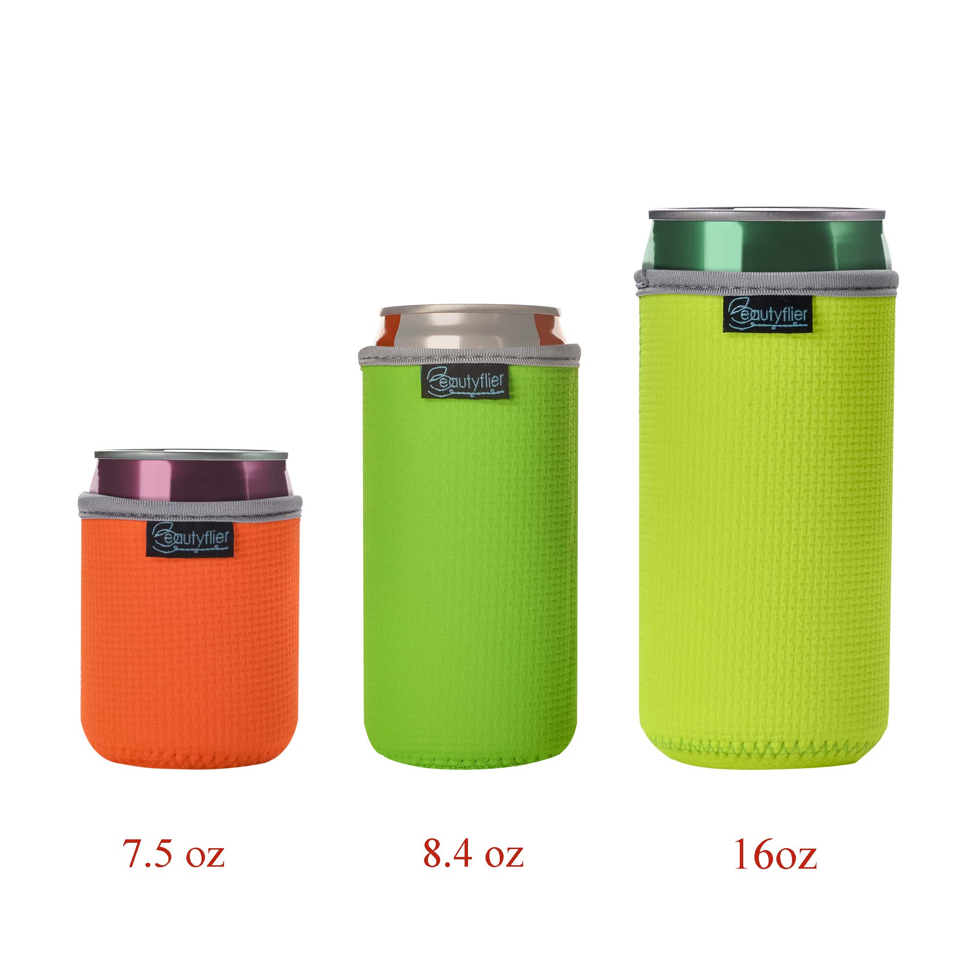 Beautyflier - Pack de 4 aislantes de neopreno antideslizantes para botellas, gruesos, plegables, para barbacoa, camping, fiesta