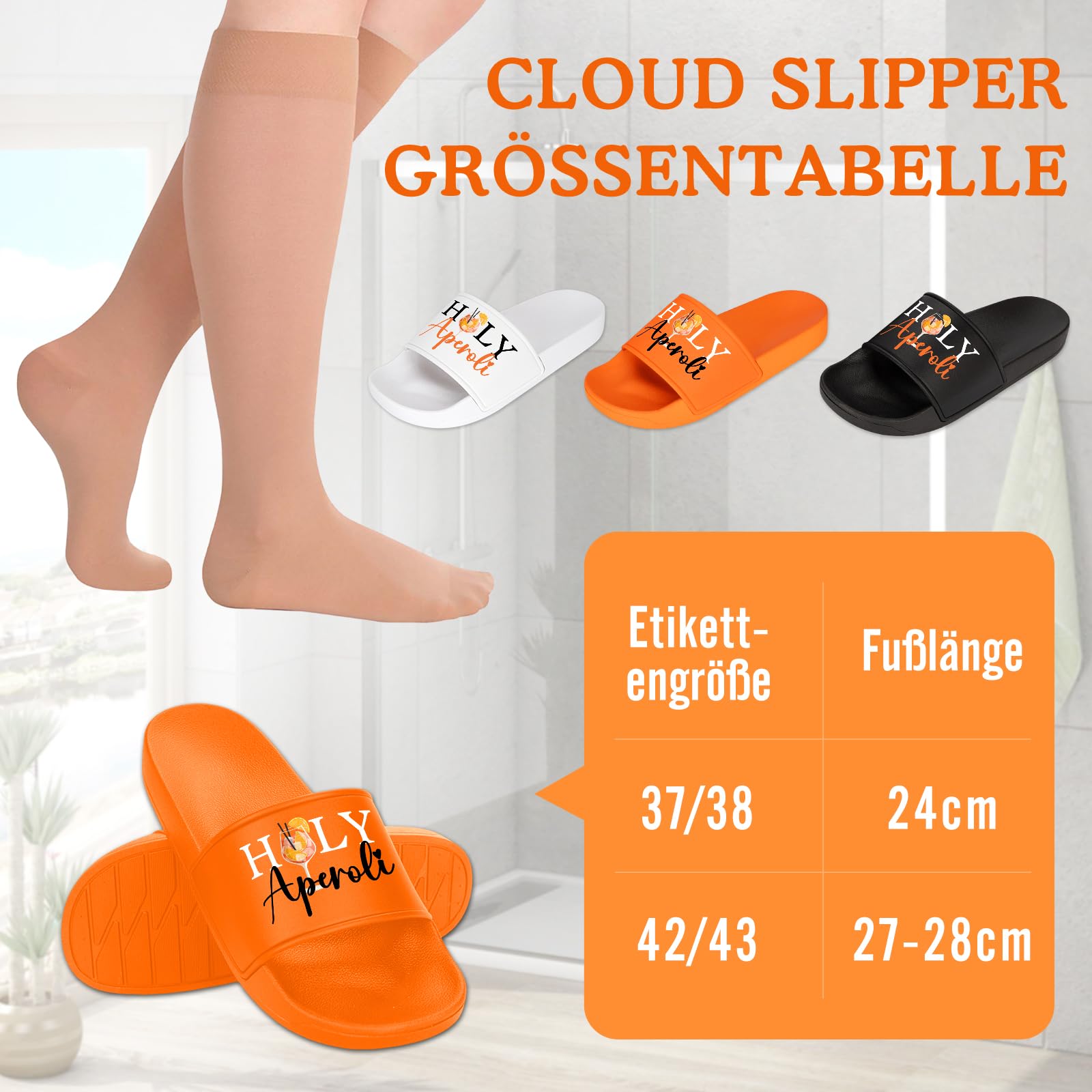 Aperol Badeschlappen Damen & Herren, Aperol Spritz Schlappen Geschenk, rutschfeste Bequeme Badeschuhe, Unisex Slides für Aperol Fans Sommer Strand Party