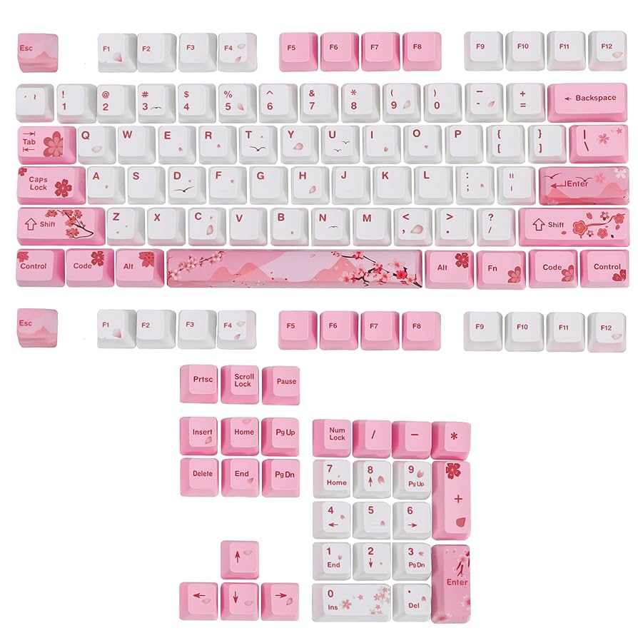 中古】ZMX 132個 桜ピンクキーキャップ、5面熱昇華PBT互換108