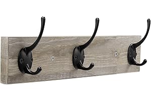 3-Hook Towel Rack: Rustic Pinewood Wall Mounted Coat Hook