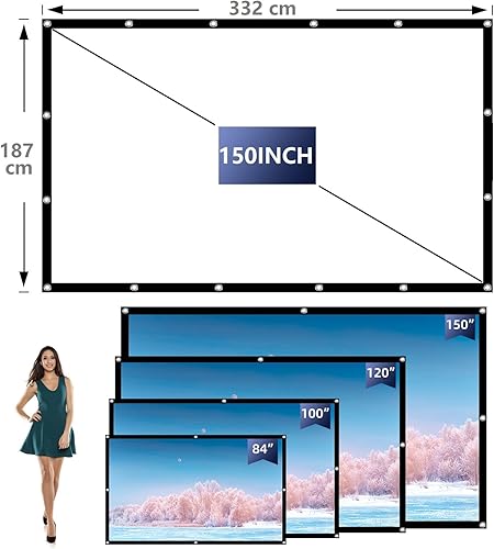 Miniatura 10 de Pantalla de proyección Pantalla de cine portátil de 60 pulgadas para interiores y exteriores 169 Pantalla de proyección plegable antiarrugas para