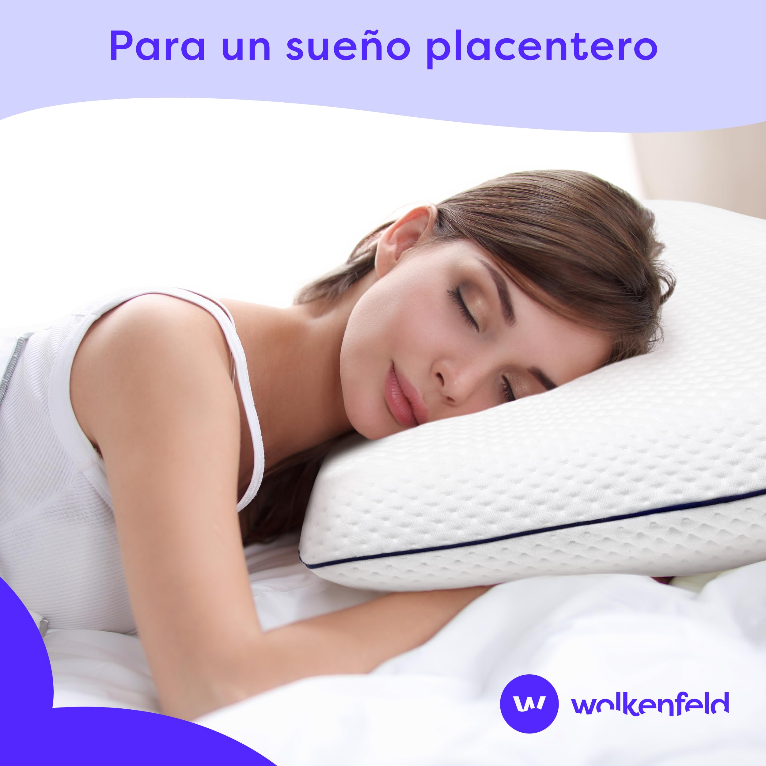 Wolkenfeld Almohada Viscoelastica Memory Foam 70x40x12 - Almohada Cervical Transpirable y Cómodo - Soporte Óptimo para Cuello, Espalda y Hombros - Fibra Tencel - Certificado Oeko-Tex