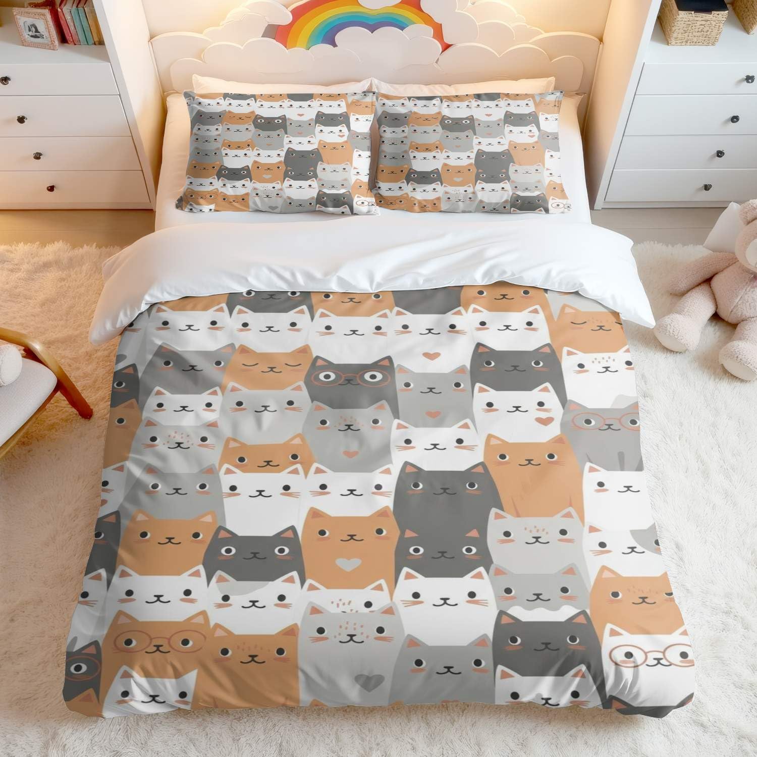 Housse de couette chat mignon : la parure de lit colorée qui donne envie de dormir