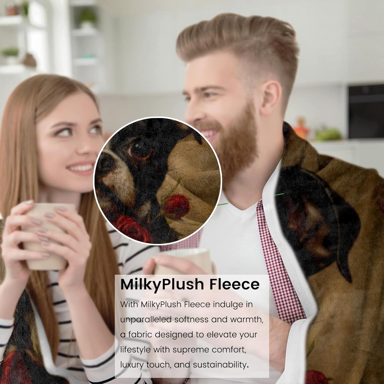 Cute Boston Terrier with Roses Plush Fleece Throw Blanket - Soft, Cozy, Warm, Lightweight Flannel Blankets for Couch, Bed, Outdoor Use & Travel 60x50 inch - Image 3