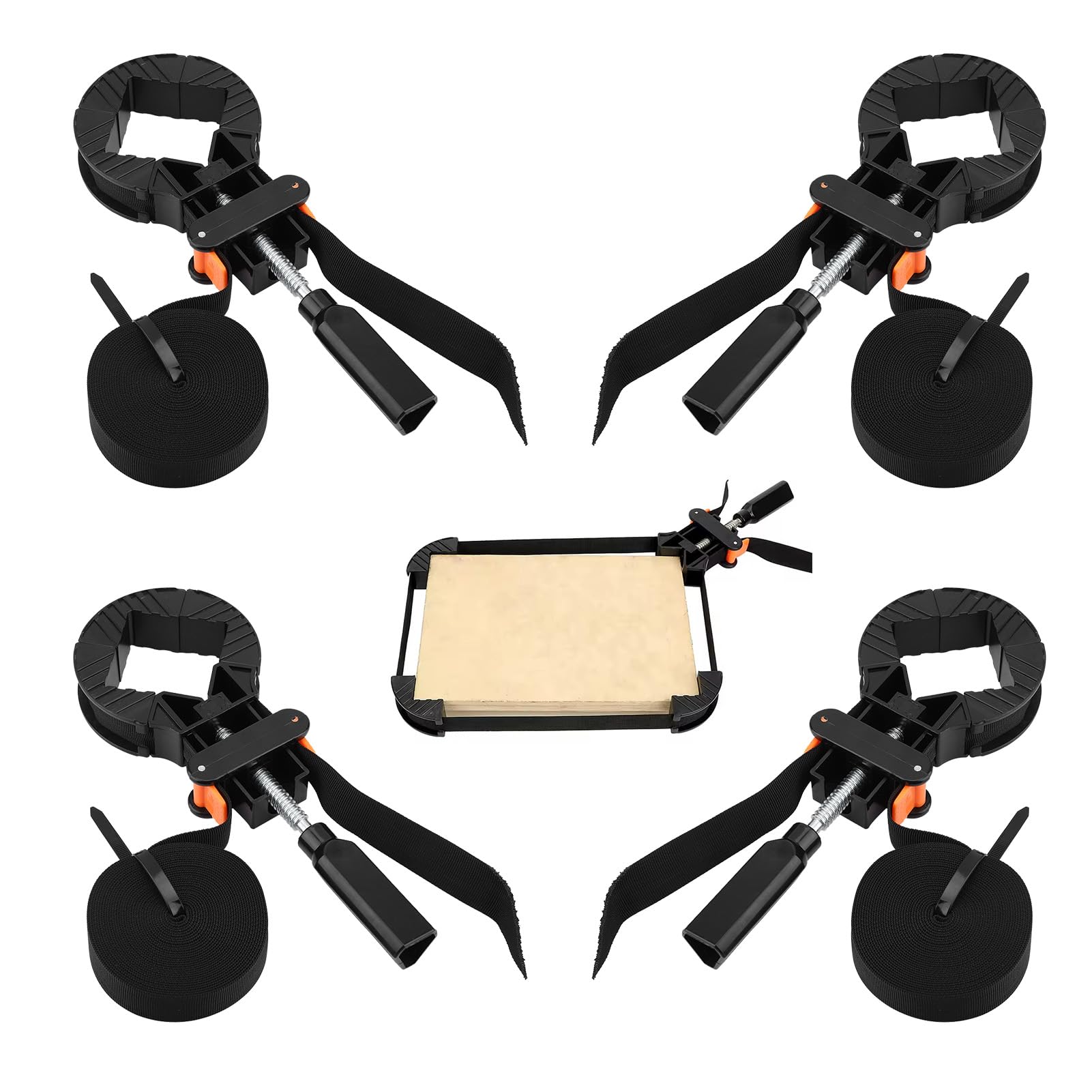 4 packs Sangle Pince, 6M Cadre d'image réglable Band de sangle d'angle avec 4 griffes d'angle pour armoires et tiroirs