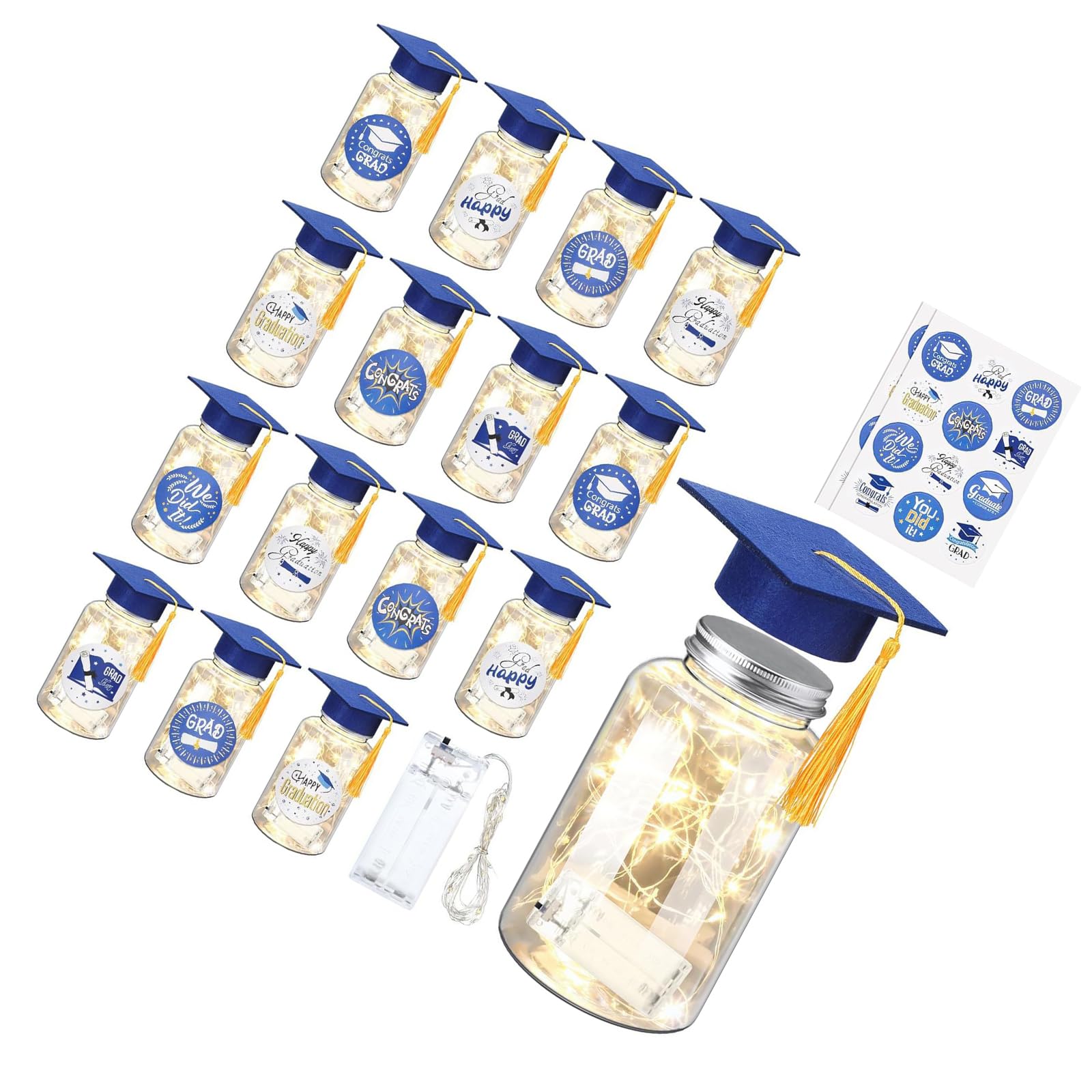 2026 Graduation Centerpieces for Tables Light Up Masons Jar with Graduation Cap for College Congrats Grad Party Decors Light Up Masons Jar with Cap