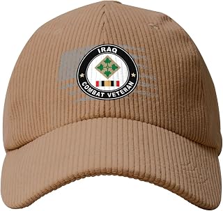 Army 4th Infantry Division Veteran Classic Corduroy Cotton Baseball Caps for Men Dad Hat Beige