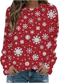 Christmas Sweaters for Women Funny Xmas Snowflake Patterns Oversized Pullover Long Sleeve Winter Tops