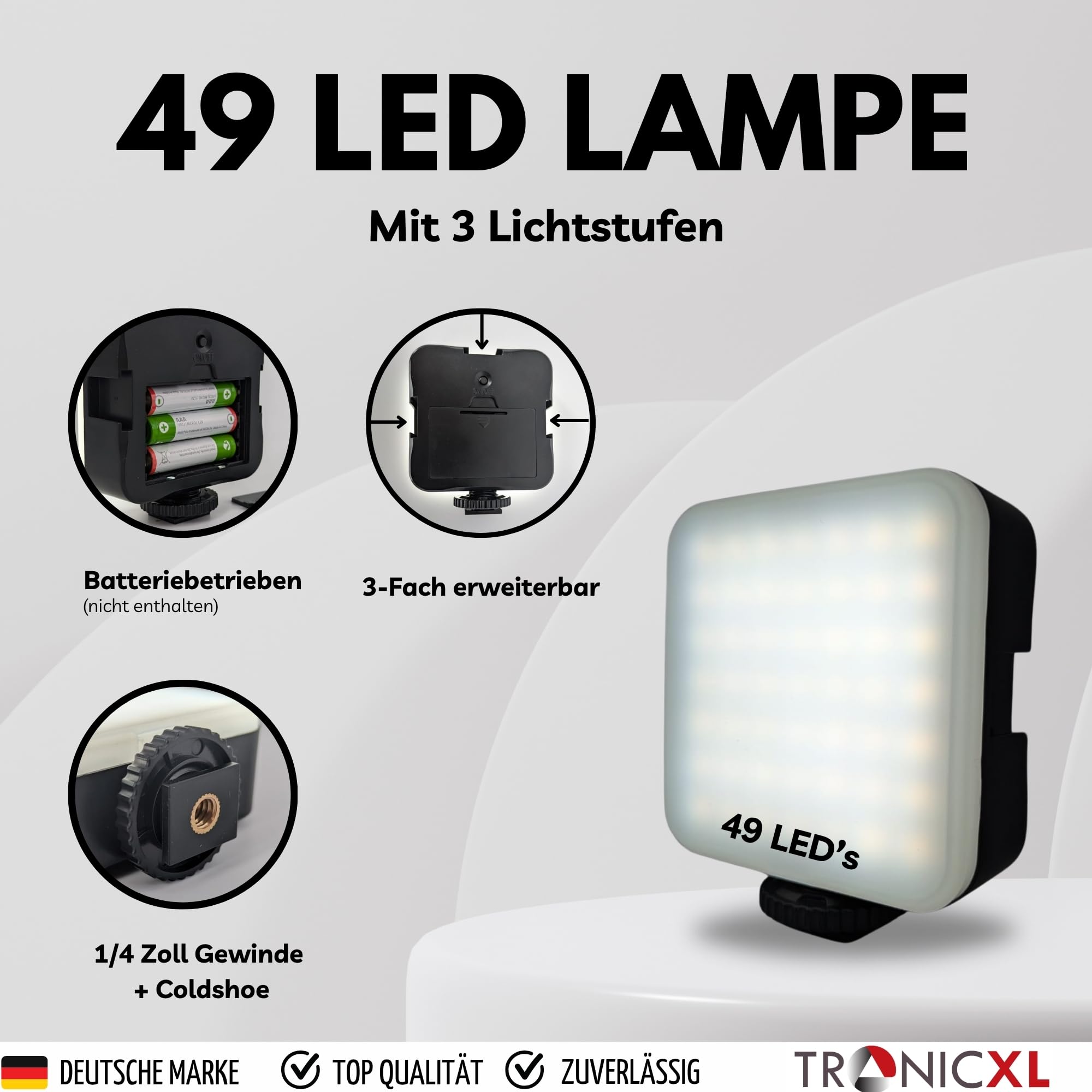 TronicXL Uchwyt stołowy do smartfona z wyzwalaczem do selfie i lampą LED, statyw zaciskowy, uchwyt zaciskowy, uchwyt do iPhone'a, telefonu komórkowego, statywu do aparatu, stołów, statywu wideo