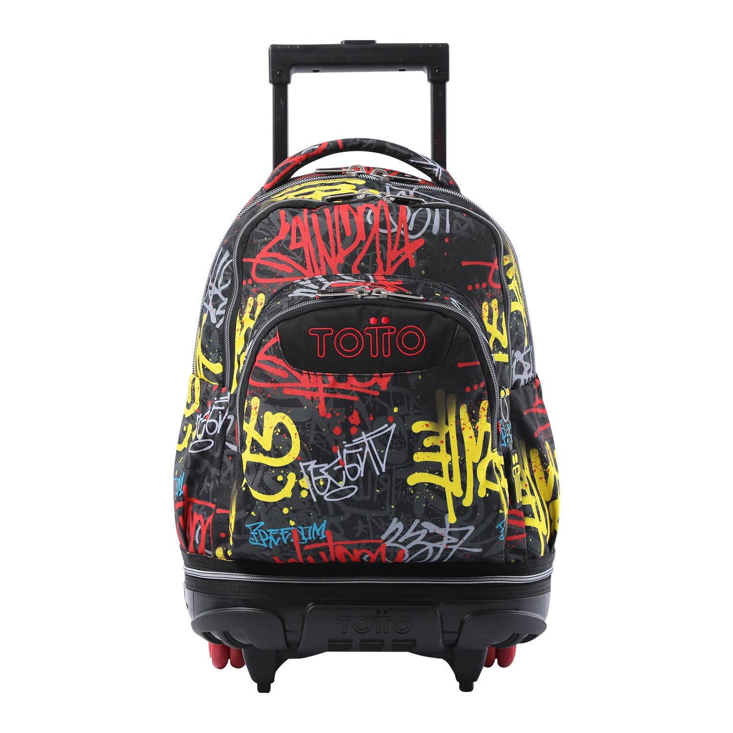 TOTTO Mochila Escolar con Ruedas Desmontables, Modelo Tiza, Capacidad 26 L, Mochila PC 15.4", Bolsillo Botella, Manija Telescópica, Espaldar Ergonómico y Correas en S, Estampado Grafil Gris