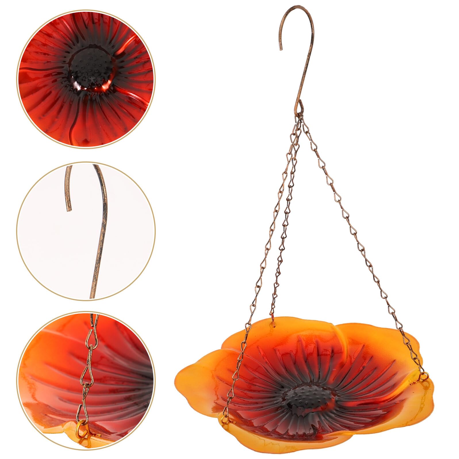 SHINEOFI Mangiatoia Uccellini Esterno in Metallo Forma di Fiore Appendibile con Gancio per Giardino e Cortile Decorazione Tradizionale Resistente e Facile da Pulire per Alimentazione