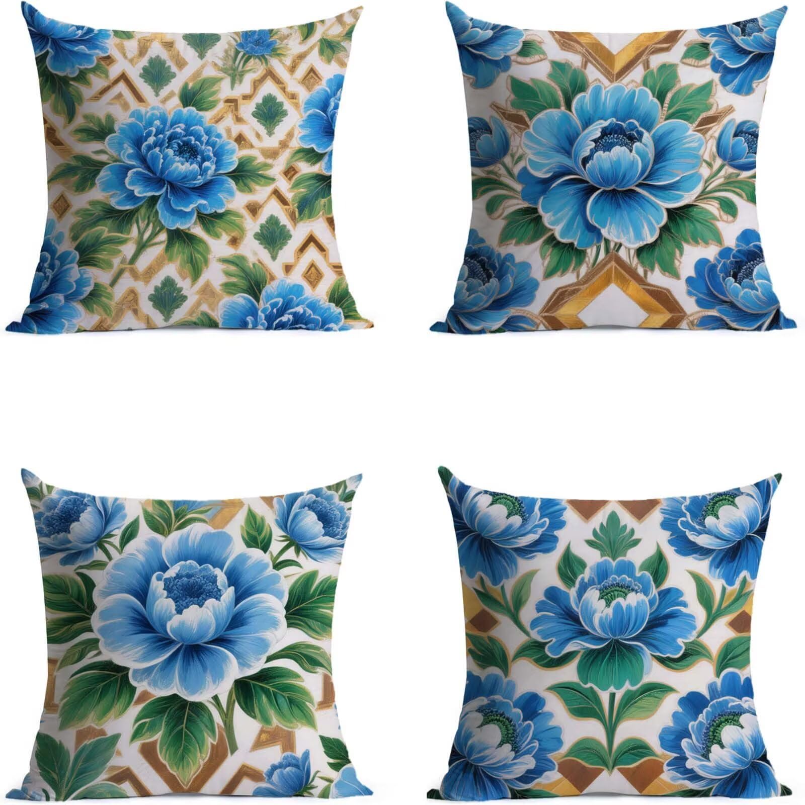 Blue-Brown Outdoor Kissenbezug 55x55cm 4 Pack Kopfkissenbezug THDZ-2988