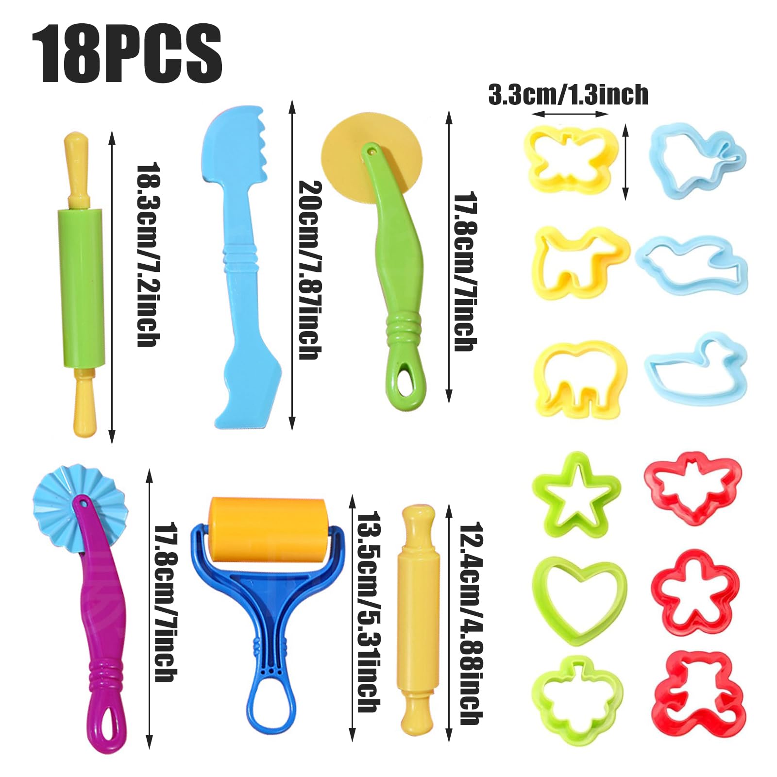 18 Pcs Dough Tools Playdough Tools and Cutters Dough Tools Kit Play Dough Accessories Molds Play Dough Tools Clay Modelling Tools Play Dough Tools Playdough Sets for Children Ages 3 and up - Image 2